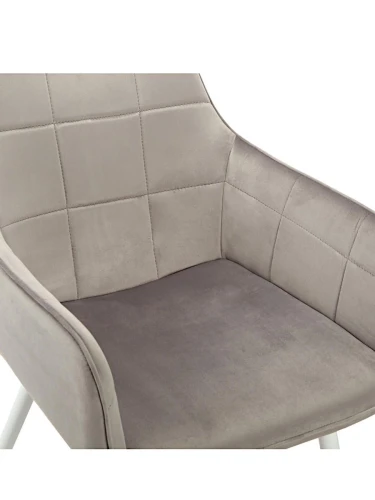 DC833 Стул мягкий с подлокотниками, СЕРЫЙ#G62-38 велюр, каркас металл белый