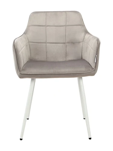 DC833 Стул мягкий с подлокотниками, СЕРЫЙ#G62-38 велюр, каркас металл белый