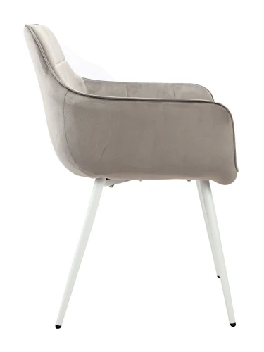 DC833 Стул мягкий с подлокотниками, СЕРЫЙ#G62-38 велюр, каркас металл белый