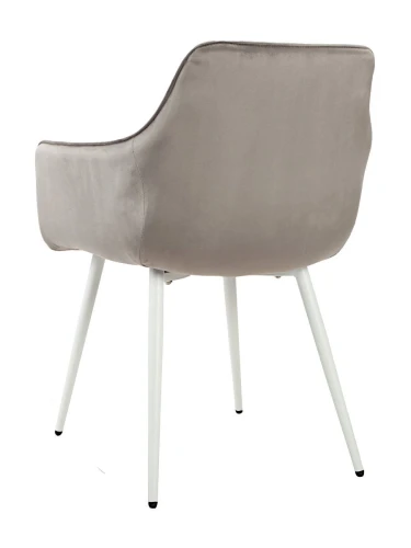 DC833 Стул мягкий с подлокотниками, СЕРЫЙ#G62-38 велюр, каркас металл белый