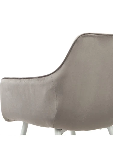 DC833 Стул мягкий с подлокотниками, СЕРЫЙ#G62-38 велюр, каркас металл белый