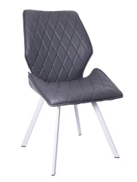 DC230 Стул мягкий, АНТРАЦИТ экокожа, каркас металл, белый КВАДРАТ