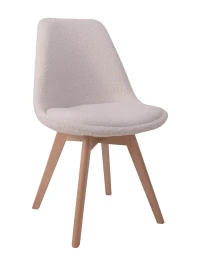 GH608/DC608 Стул пластиковый мягкий, БЕЛЫЙ букля, каркас бук