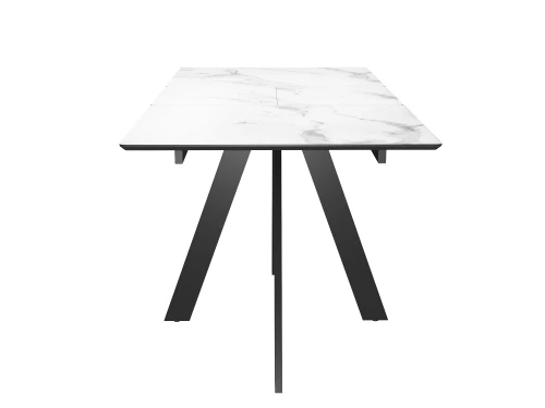Стол DikLine DKD140, керамика 140(180)х80, мрамор белый матовый, опоры черные (2 уп.)