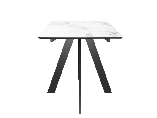 Стол DikLine DKD140, керамика 140(180)х80, мрамор белый матовый, опоры черные (2 уп.)