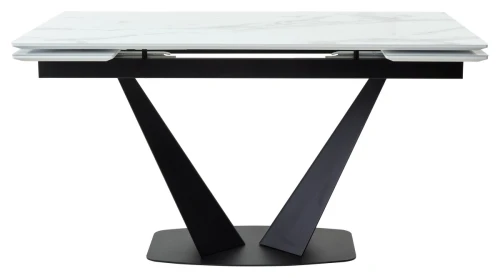 Стол Ниагара 160 БЕЛЫЙ МРАМОР, стекло / ЧЕРНЫЙ, М-City
