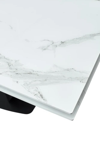Стол Ниагара 160 БЕЛЫЙ МРАМОР, стекло / ЧЕРНЫЙ, М-City
