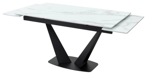 Стол Ниагара 160 БЕЛЫЙ МРАМОР, стекло / ЧЕРНЫЙ, М-City