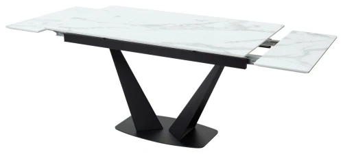Стол Ниагара 160 БЕЛЫЙ МРАМОР, стекло / ЧЕРНЫЙ, М-City