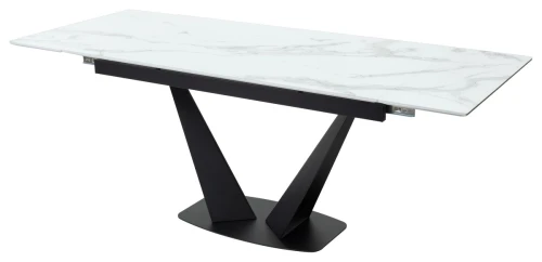 Стол Ниагара 160 БЕЛЫЙ МРАМОР, стекло / ЧЕРНЫЙ, М-City