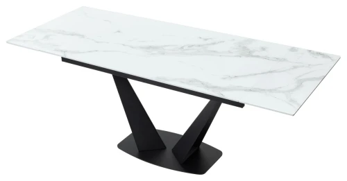 Стол Ниагара 160 БЕЛЫЙ МРАМОР, стекло / ЧЕРНЫЙ, М-City