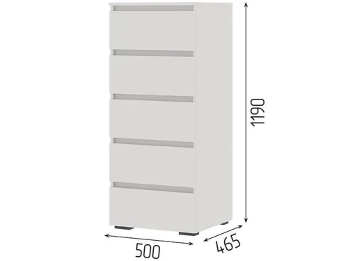 Комод «Хелен» КМ-03 5 ящиков, белый