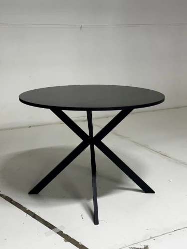 Стол ВЕГА D100 Черный, стекло/ черный каркас М-City