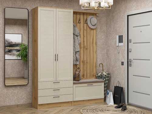 Готовая прихожая Стиль-03 Cream Silkwood Дуб Вотан