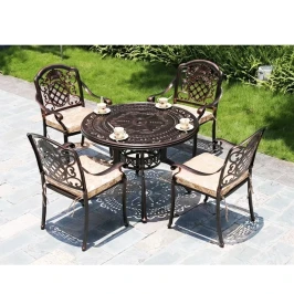 Обеденный комплект из литого алюминия стол Орхидея(100см) + 4 кресла Гуерлайн