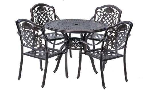 Обеденный комплект из литого алюминия стол Орхидея(100см) + 4 кресла Гуерлайн