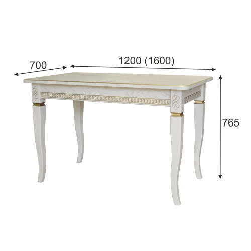 Стол обеденный Фидея 3 слоновая кость/золото 120/160*70