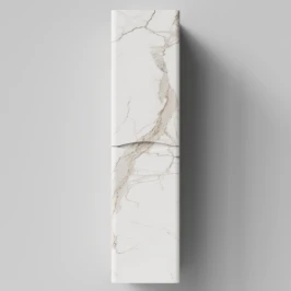 Пенал Адель 35 (2 двери) подвесной, Мрамор Белый натур милк ПВХ 2537, левый, бельевая корзина