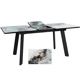 Стол LARSEN 138*83+40 Столешница закал стекло, Смола 12, каркас черный