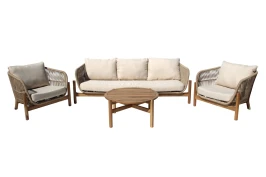 Набор мебели Риччи MAX  арт.GS052 серый, серый 2 уп. (стол+2кресла+диван, серый, подушки серые) "Garden story"