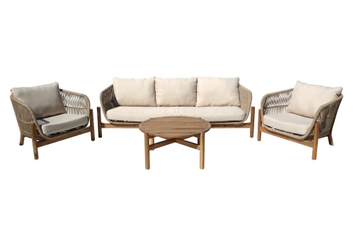 Набор мебели Риччи MAX  арт.GS052 серый, серый 2 уп. (стол+2кресла+диван, серый, подушки серые) "Garden story"