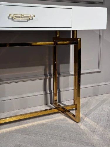 Стол-консоль Гарда-1 P-MJ-003, 120х40х76 см, белый/золото