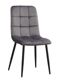 C919/DC809 Стул мягкий, ГРАФИТ#h21 велюр, каркас металл черный КРУГЛЫЙ