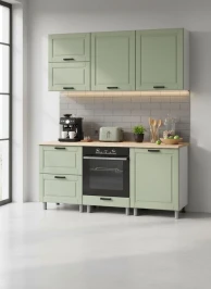 Готовая кухня МК Аленушка 1,8м Астра Фисташка,скоба черный,сонома