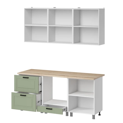 Готовая кухня МК Аленушка 1,8м Астра Фисташка,скоба черный,сонома