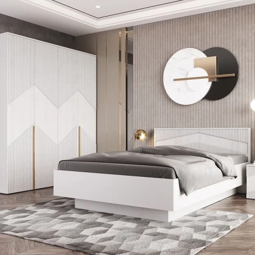 Кровать "Оливия Р" с ПМ КМК 0971.23, белый/ясень белый текстурный