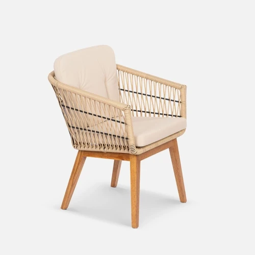 Стул Letto Индийское дерево, RAL 9005 Jamaica beige, Ясень. Тик - 1/2 искусственный ротанг