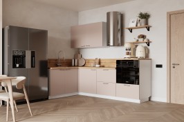 Готовая кухня КГ Угловой 1500х2400 (без пм) Эмаль, Крем  Арника РМ в.2