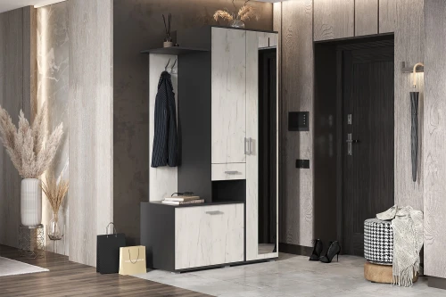 Прихожая Лира, Графит, Дуб крафт белый