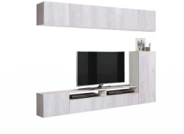 Стенка Прага-5 белый/бетон