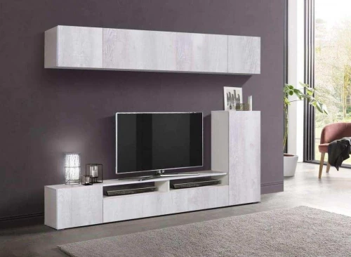 Стенка Прага-5 белый/бетон