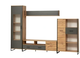 Стенка Доната 4 Дуб Вотан/Диамант серый