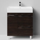 Тумба Мальта 70 напольный, ящики и дверь, Палисандр ПВХ 43101, левый Vodok с раковиной в комплекте