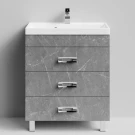 Тумба Орландо 70 напольный, Мрамор Серый софт тач ПВХ 4044-1 Vodok с раковиной в комплекте