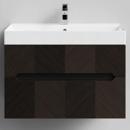 Тумба Элато 85 подвесной, Дуб цвет 20 Vodok с раковиной в комплекте