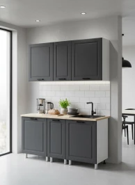 Готовый кухонный гарнитур МК Аленушка 1,6м в.3 Астра Сталь,скоба черный,сонома