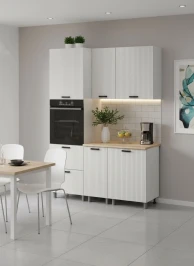 Готовый кухонный гарнитур МК Аленушка 1,6м ПД Лотос Молочный,скоба антрацит,сонома