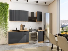 Кухонный гарнитур Евро Лайн-06 Антрацит-Дуб Вотан