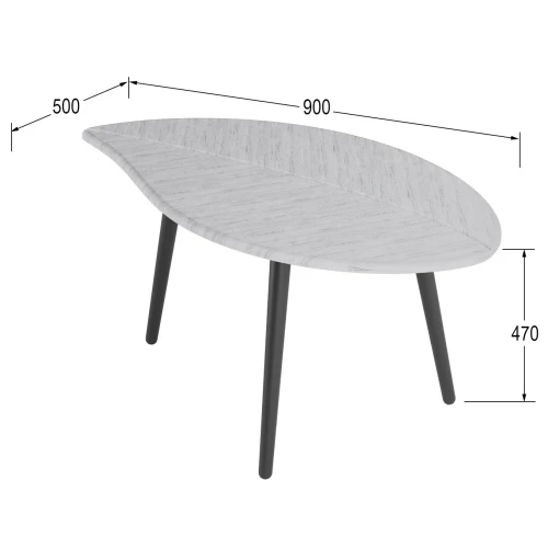 Стол журнальный Берли (12 мм) дуб грей/чёрный