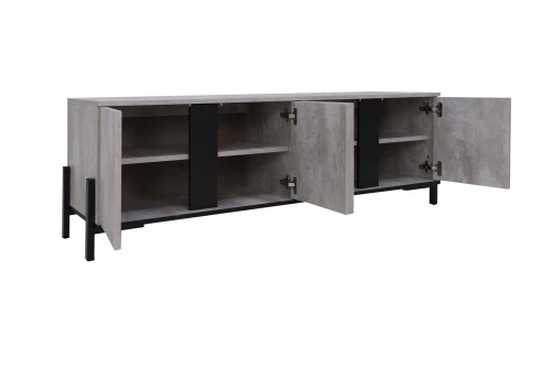 Тумба ТВ НЕКСТ - 1 Цемент светлый, Черный