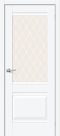 Межкомнатная дверь ПЭТ BRAVO Прима-3 White Silk White Сrystal