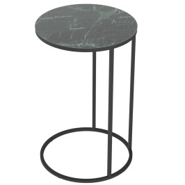 Стол придиванный Остин УФ зеленый мрамор/черный