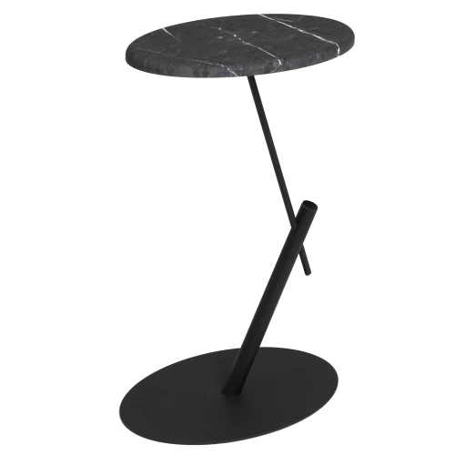 Стол приставной овальный МеталлАрт М015 черный мрамор/черный