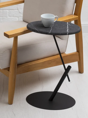 Стол приставной овальный МеталлАрт М015 черный мрамор/черный