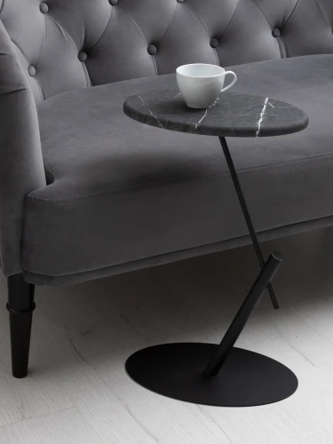 Стол приставной овальный МеталлАрт М015 черный мрамор/черный