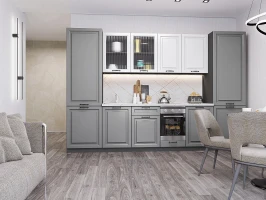 Прямая модульная кухня Ницца Royal-01 Blanco/Magnum Graphite 2140*3150*600